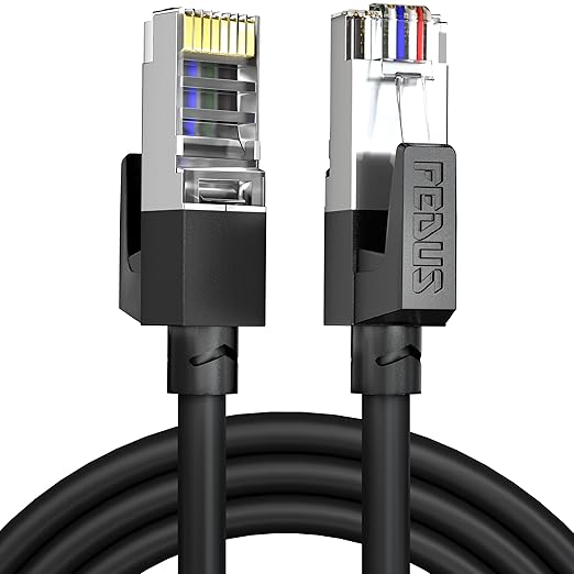 FEDUS 1000 MBPS 1 Meter High Speed RJ45 Cat5e Ethernet Patch Cable LAN Cable Internet Network Computer Cable Cord High Speed Gigabit Category 5 Wires for Modem, Router, Camera, LAN ADSL BLACK