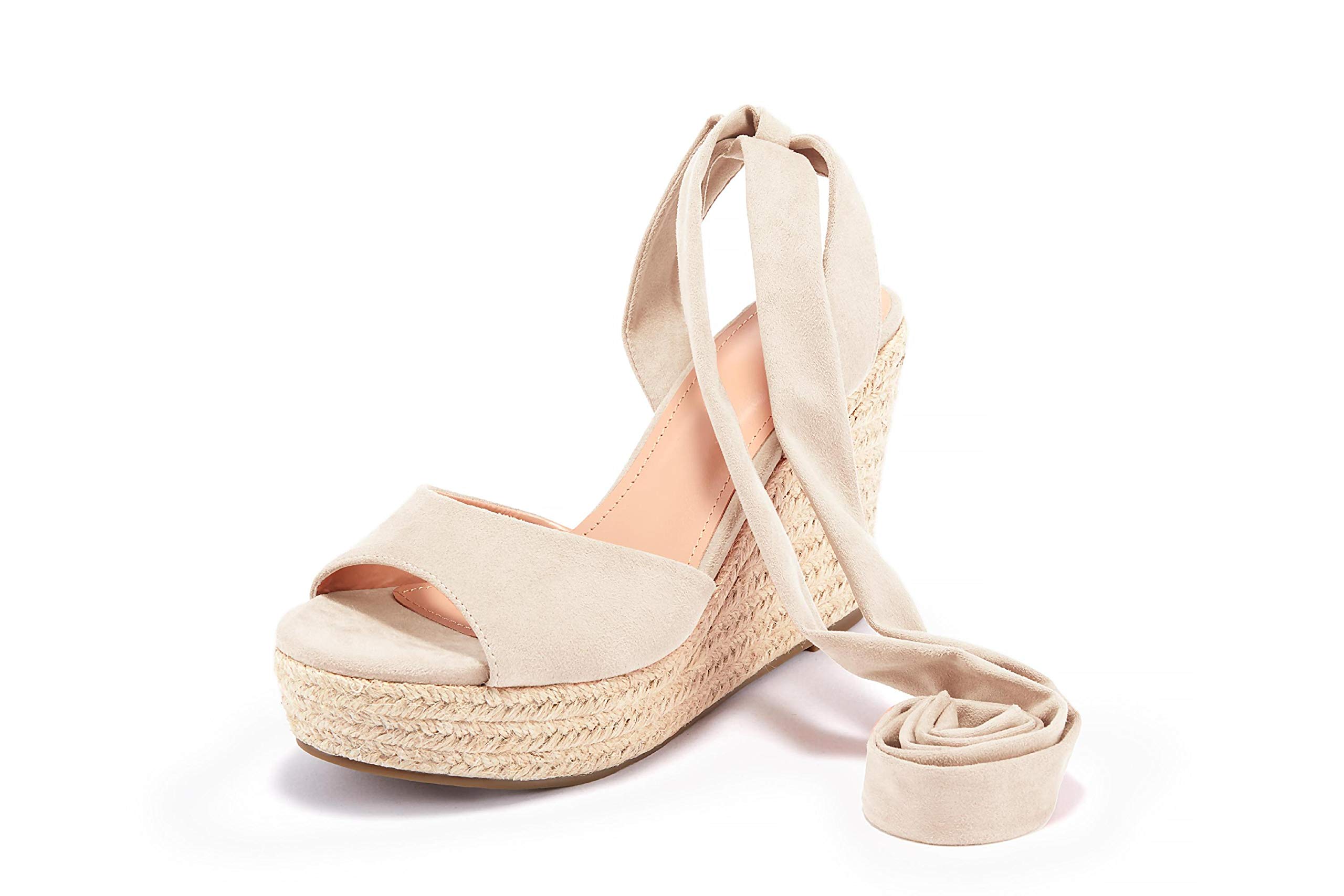Womens Platform Espadrille Wedges Open Toe High Heel Sandals with Ankle Strap Buckle Up Shoes product thumbnail 9