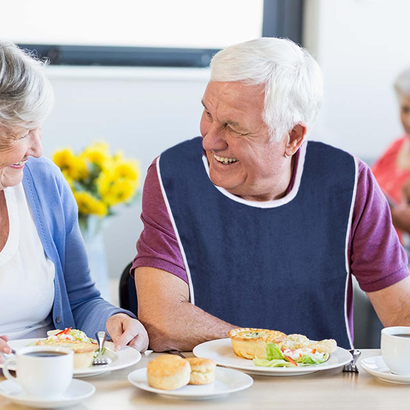 2 Pièces Bavoirs de Salle à Manger pour Adultes, Bavoirs en Tissu éponge, Protection en Tissu éponge, Protecteurs de Vêtements et Bavoirs pour Hommes, Ffemmes, Personnes âgées Handicapées