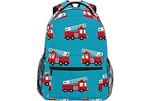 Kids Red Fire Truck Boys Girls School Bookbag and Backpack