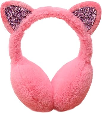 Girls Leopard Faux Fur Earmuffs Ear Warmers Winter Warm Plush Ear Covers for Indoor and Outdoor