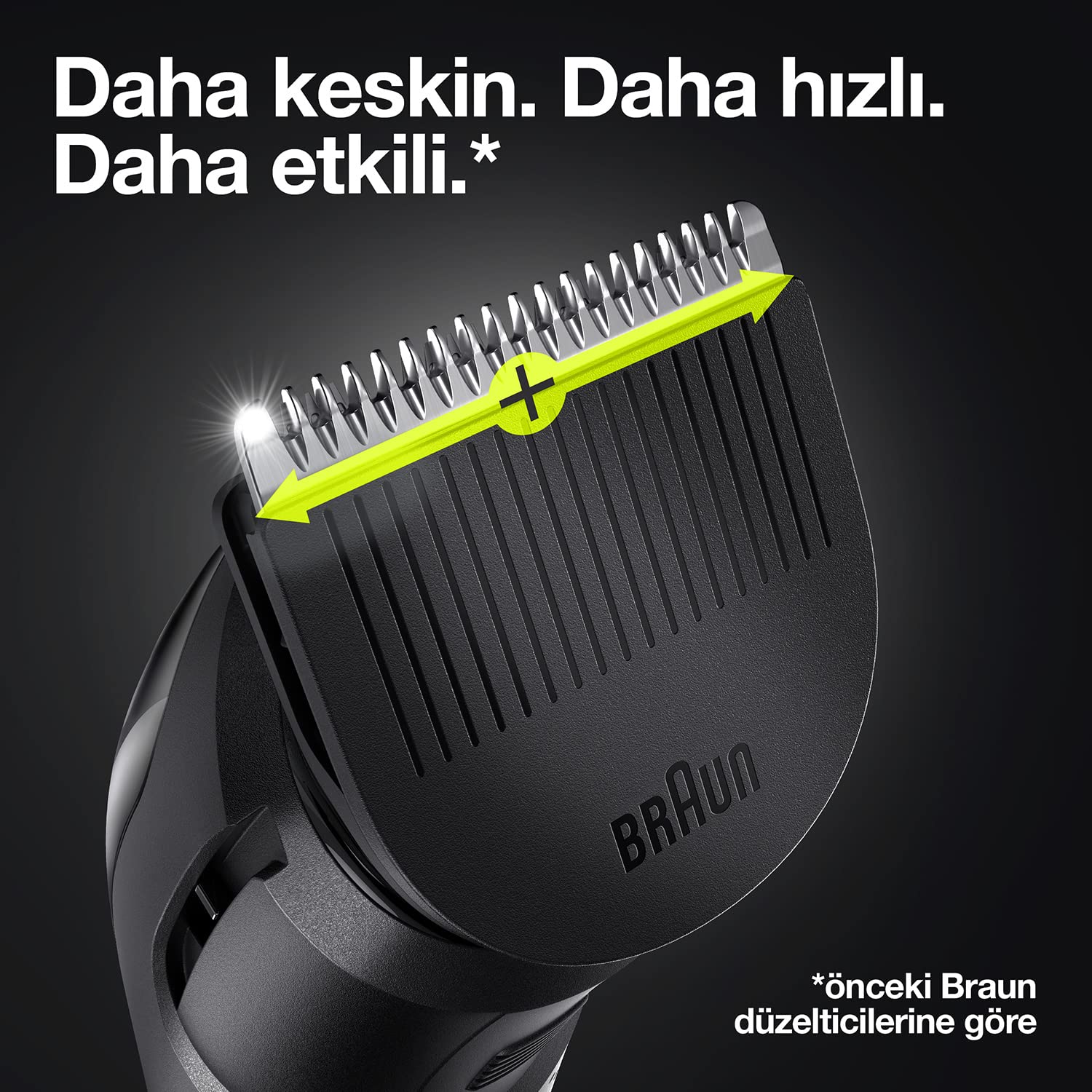 Braun Beard Trimmer 3 BT3341, recortadora de barba para hombres, cortapelos facial, cabello, cuchillas fiables, 39 ajustes de longitud, negro/verde