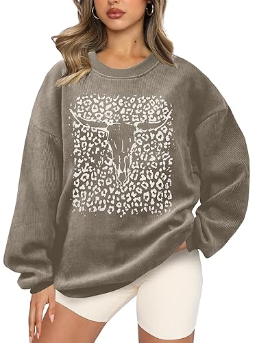UNIQUEONE Boho Cow Skull Sweatshirt Women: Cowgirl Sweater Vintage Western