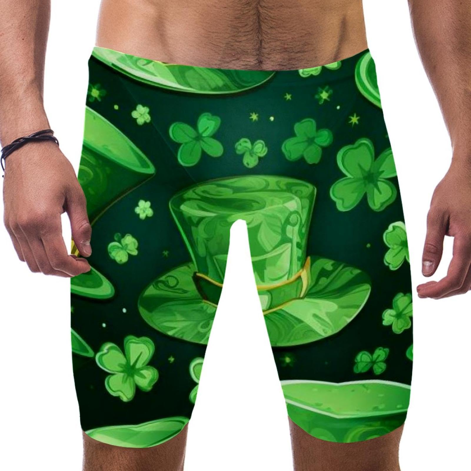 St Patrick's Day Swimsuit for Men & Boys,Competition Lap Swim Suit, Square Leg Endurance Training Multicoloured
