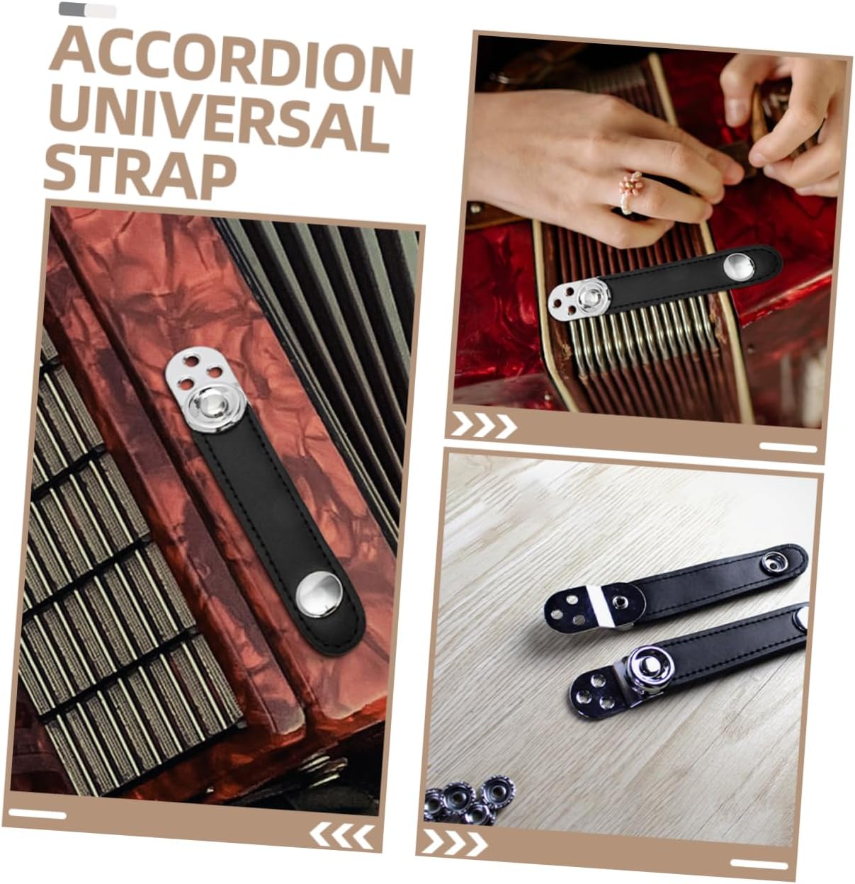 2pcs Double-layer Accordion Straps with Metal Connectors Cowhide Harness for Accordions Durable Musical Instrument Accessories