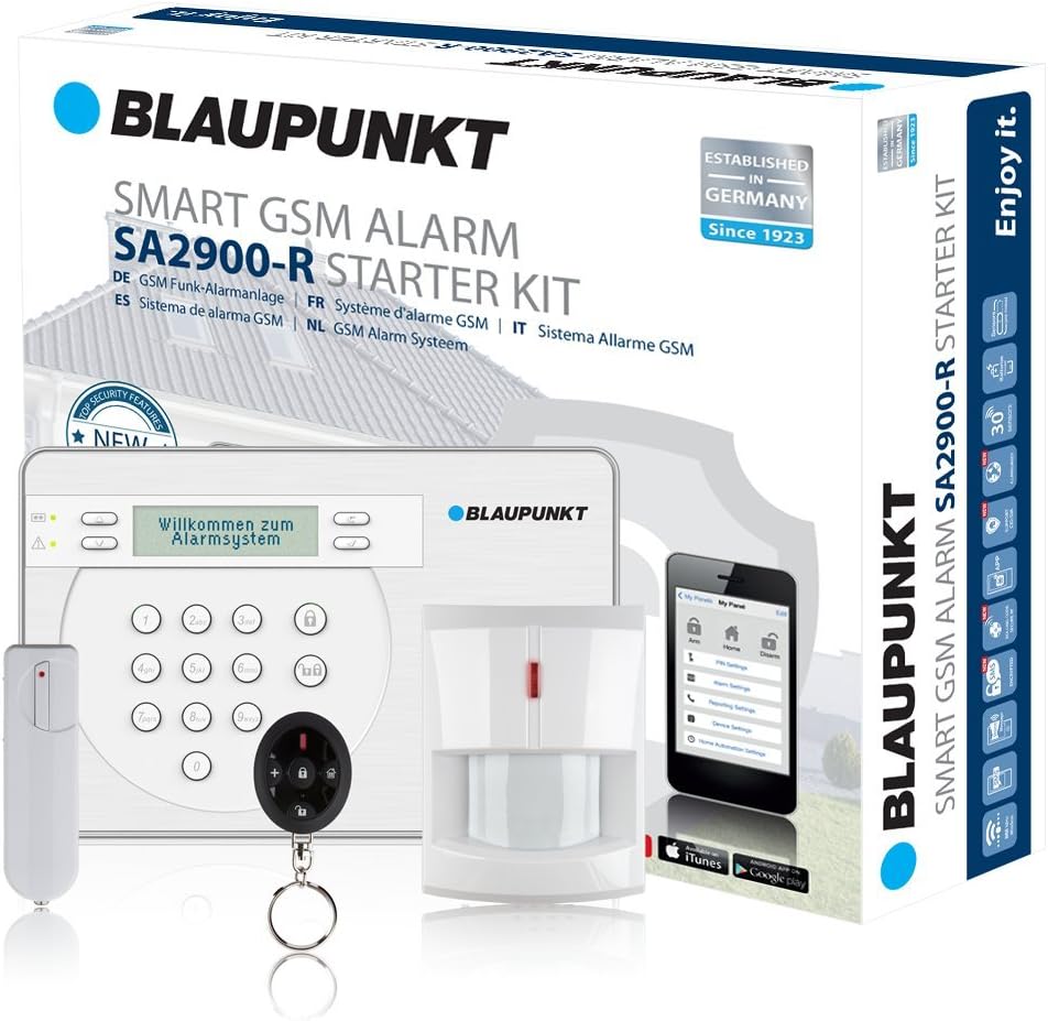 Blaupunkt SA 2900 Smart GSM Wireless Alarm System with Motion Sensor, Door/Window Sensor, Remote Control for App/Home, Home, Office, Work