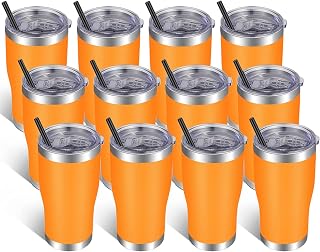 VEGOND 20oz Tumbler Stainless Steel Tumbler Cup with Lid And Straw Vacuum Insulated Double Wall Travel Coffee Mug(Orange 12 Pack)
