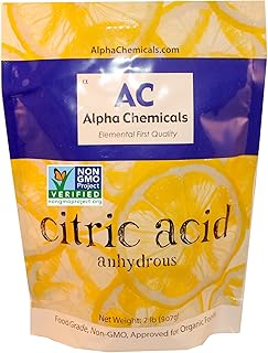 Alpha Chemicals Non-GMO Project Verified Citric Acid - 2 Pounds - Organic, 100% Pure