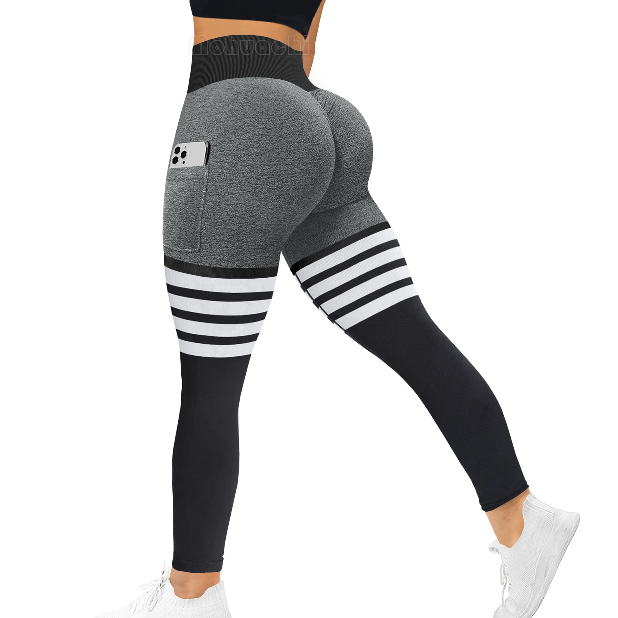 MOHUACHI High Waisted Leggings for Women Tummy Control Butt Lifting Yoga Pants Workout Compression Tights