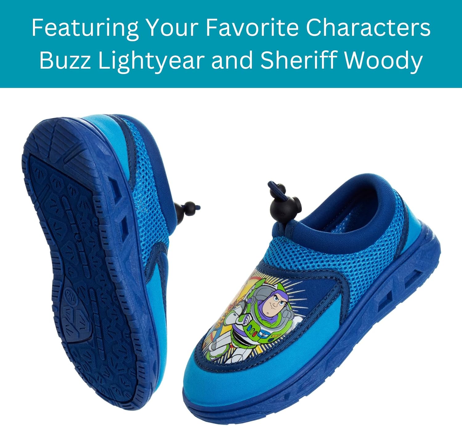 Toy Story Cars Boys Water Shoes Kids Sandals Lightning McQueen Woody Buzz Lightyear Monster Jam Grave Digger Pool Aqua Socks Bungee Waterproof Quick Dry 5-10 Toddler 11-12 Little Kid - Image 2
