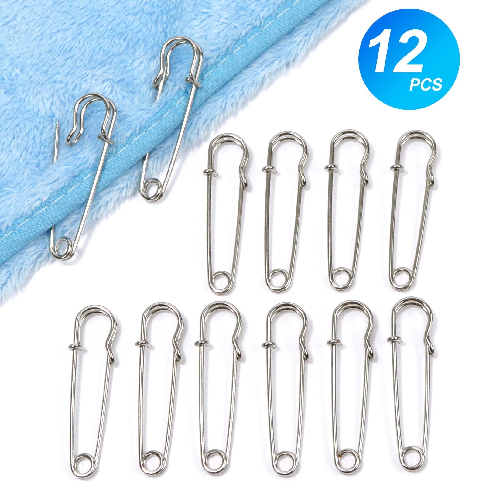 Lot De 30 Épingles à Nourrice Extra-Larges - 50/60/70 Mm - Acier Inoxydable Noir - Pour Kilt, Couverture, DIY