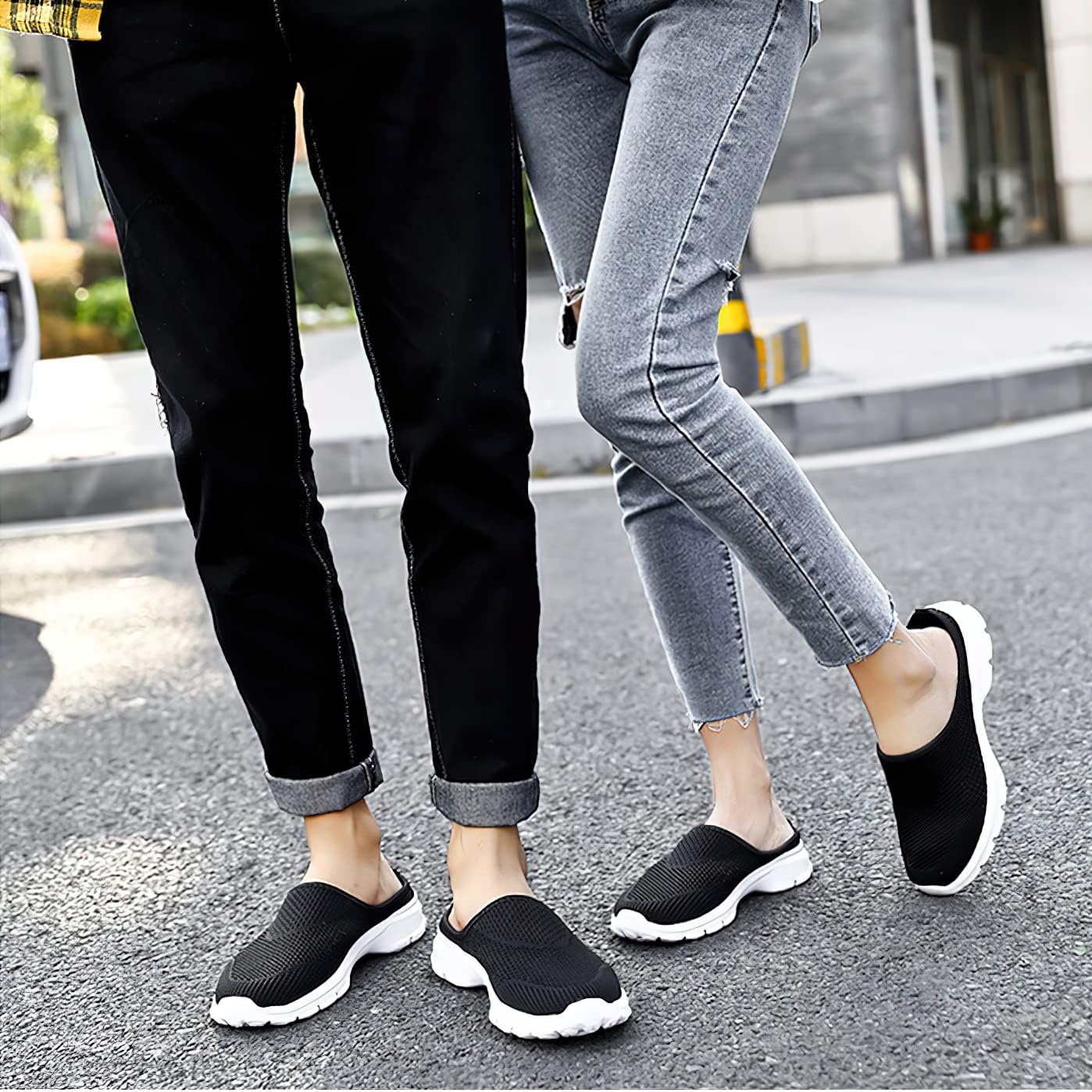 baobeijiadao Womens Mesh Mules Slip On Shoes Backless Sneakers Knit Flats Non-Slip Walking Shoes - Image 5