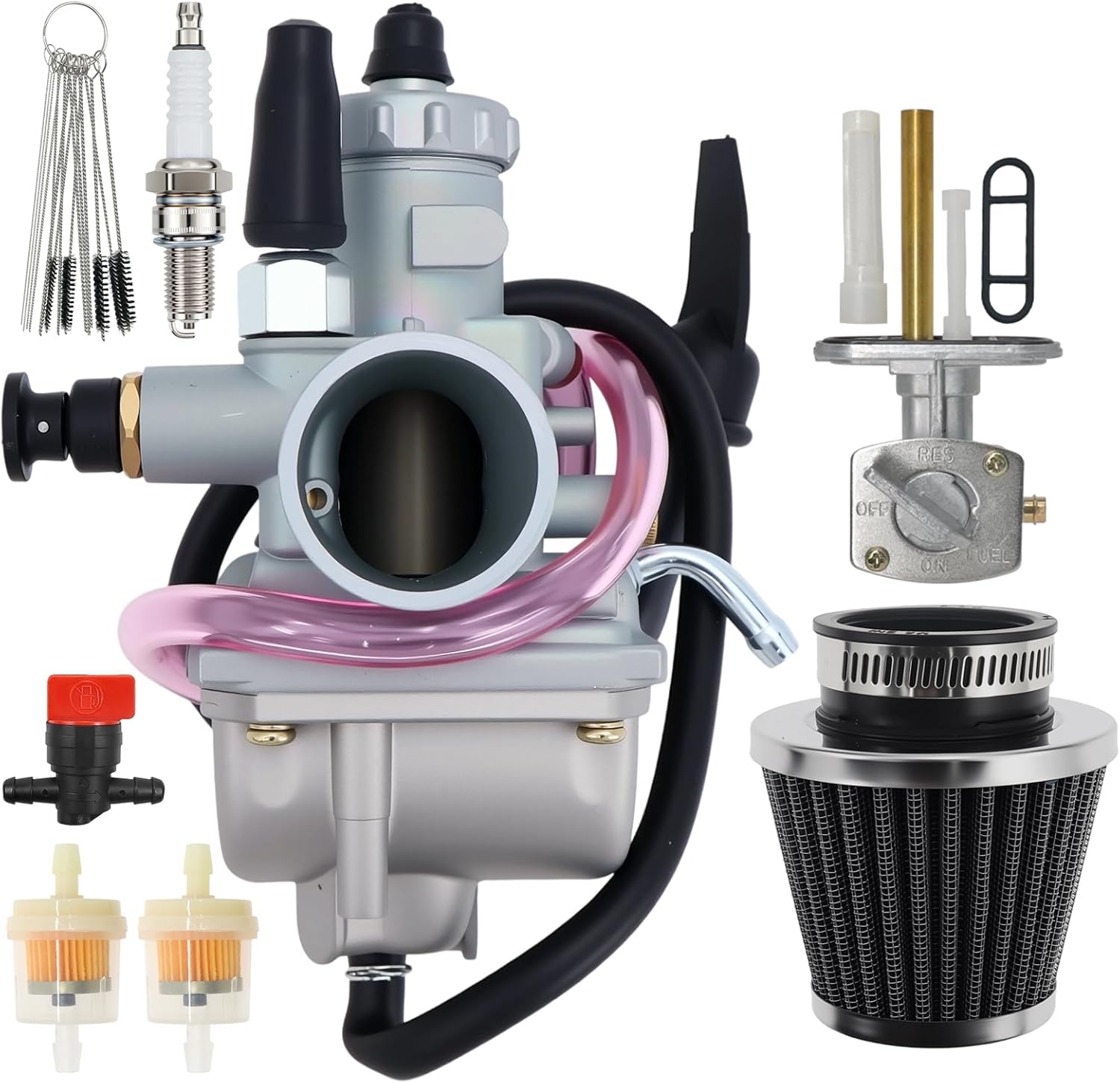 Carburetor Fits for Suzuki Quadrunner 230 LT230 LTF230 1985-1993 Quadrunner 250 LT250E LT250EF 1985-1986, Replace 13200-18B10 13200-18A10 with Petcock Valve