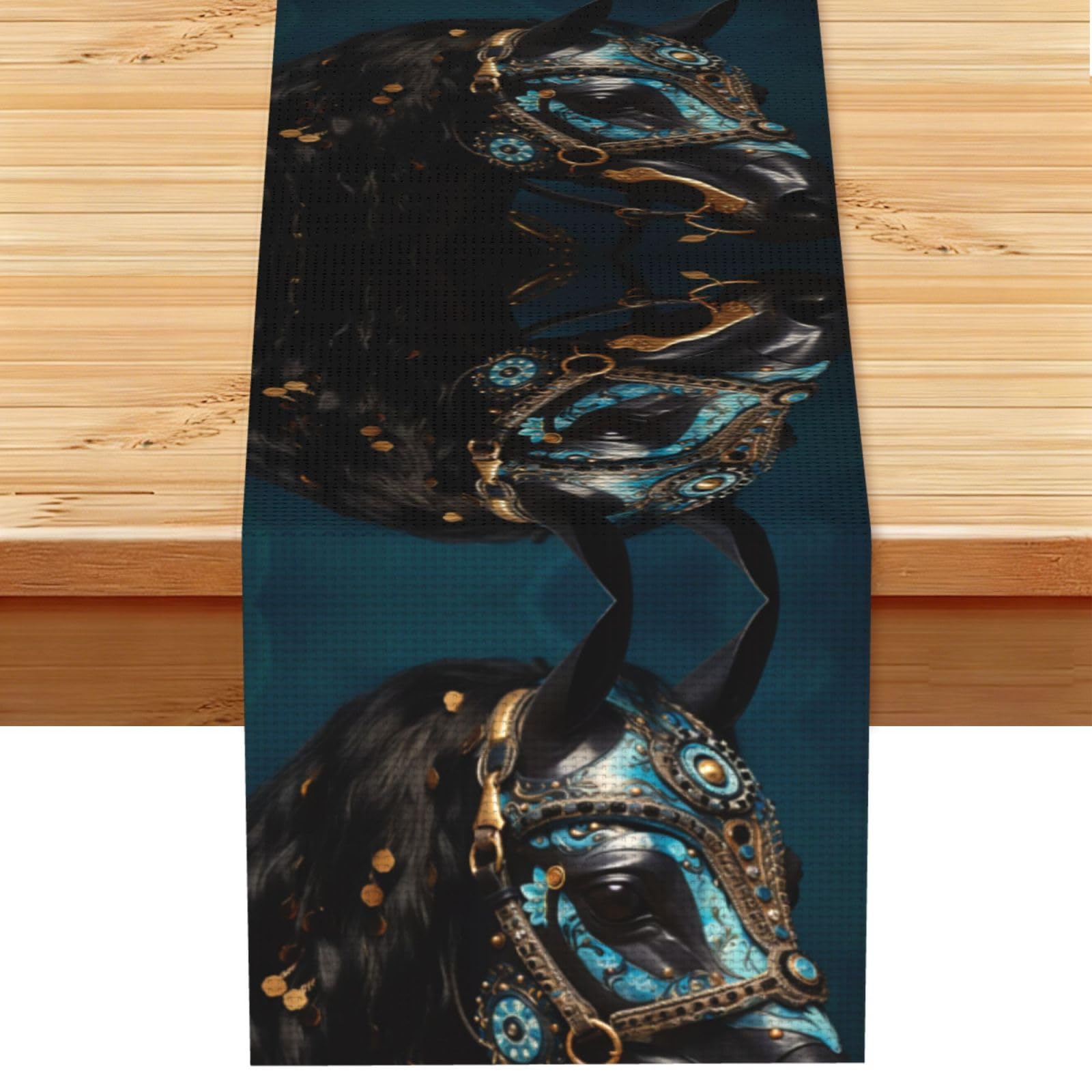 Medieval War Horses Linen Feel Table Runner Wedding Party Home Decoration