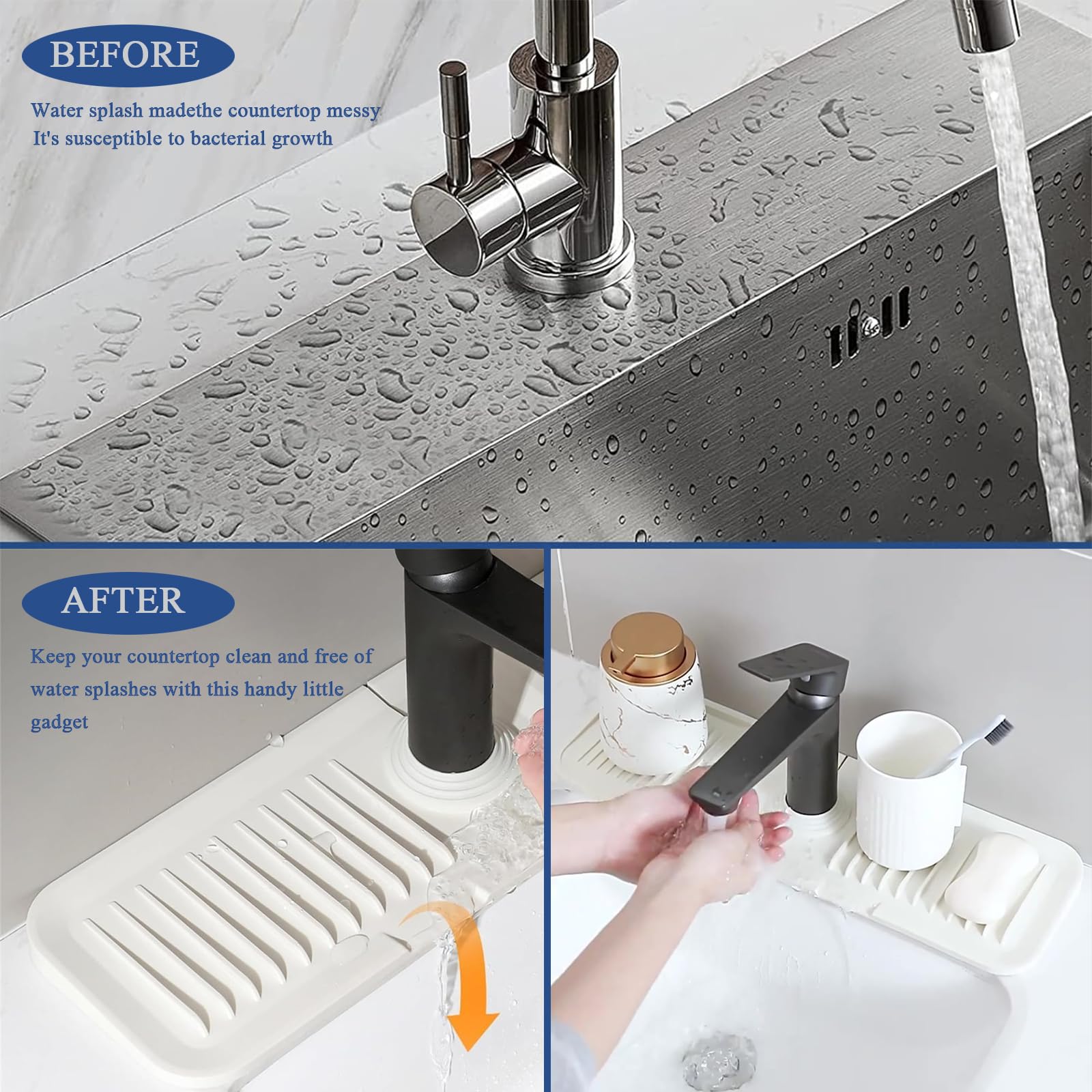 Tappetino Drenante Silicone Per Rubinetti Cucina - Antiscivolo 45x10cm, Regolabile - Foto 6