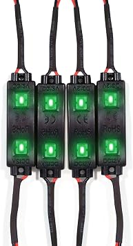 POD SMD 2 LED 5730 Wide Angle Module Waterproof 12V Edge Cabinet Strip/Automotive Lighting 4 Pack Green