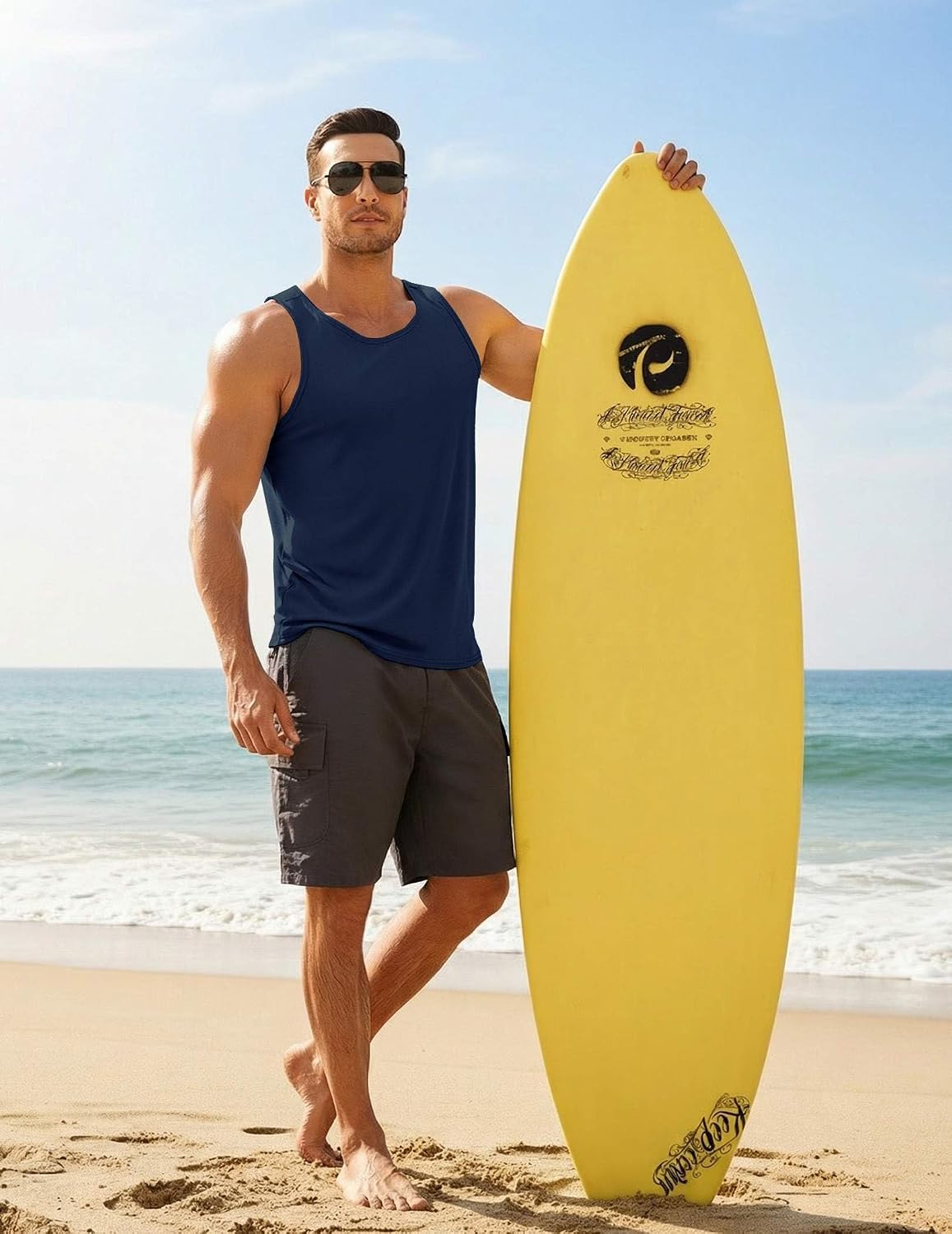 PINSPARK Men's UPF 50+ Quick Dry Tank Tops Athletic Muscle Tee image 2
