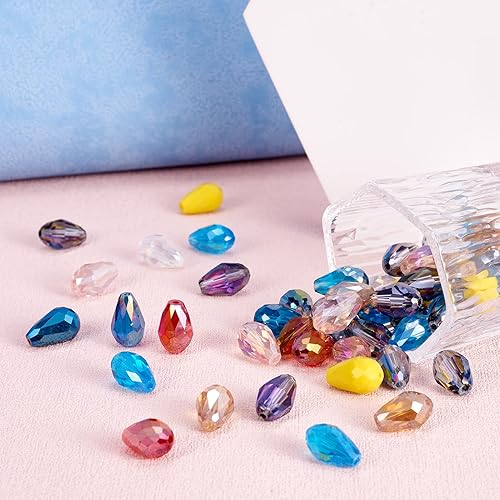 Miniatura 6 de Craftdady 200 cuentas espaciadoras de cristal facetado de 0.59 x 0.394 pulgadas (0.591 x 0.394 in), cuentas sueltas de cristal mezcladas al azar