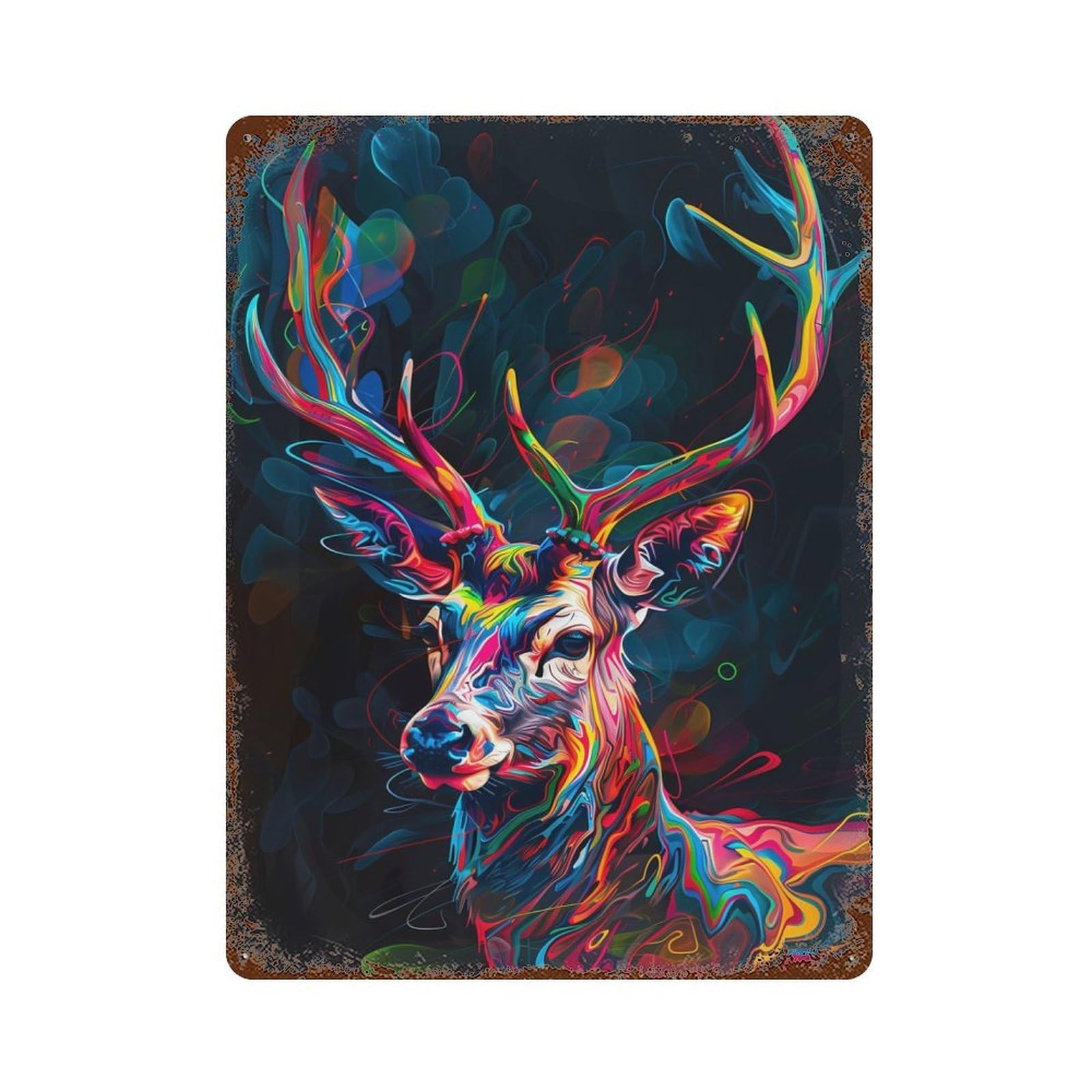 Abstract Deer Vintage Metal Tin Sign 15.7"x11.8", Ideal for Cafe, Home Bar And Lounge Decor