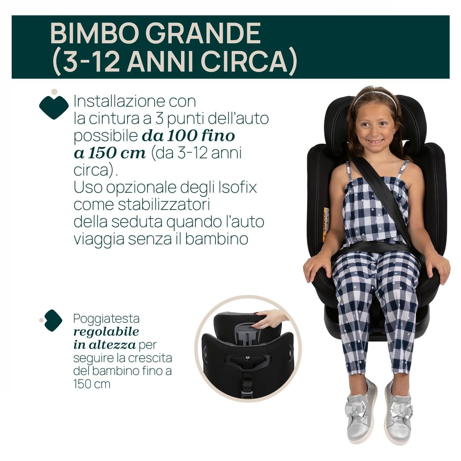 Chicco Unico Evo I-Size, Fotel Samochodowy 0-36 Kg, Homologacja ECE R129/03, Isofix 360° Obrotowy i Rozkładany, Grupa 0+/1/2/3 Od 0 do 12 Lat