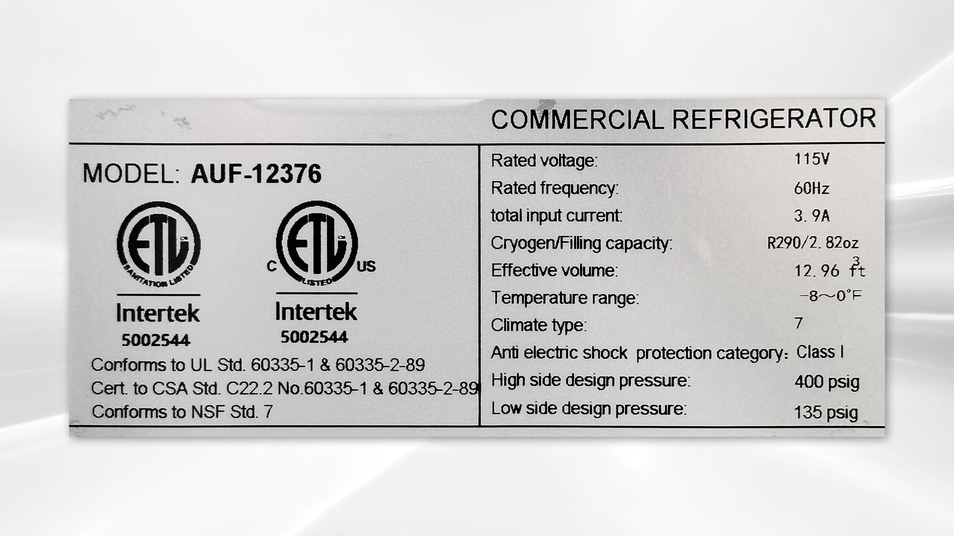 Under Counter Freezer 48" Stainless Steel Commercial Freezer with Worktop NSF 2 doors, capacity 13 Cuft, 2 shelves, 0°F to -8°F 115V/60HZ Restaurant-AUF-12376