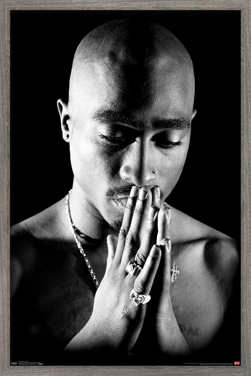 Trends International Tupac - Praying Wall Poster, 22.375" x 34", Barnwood Framed Version