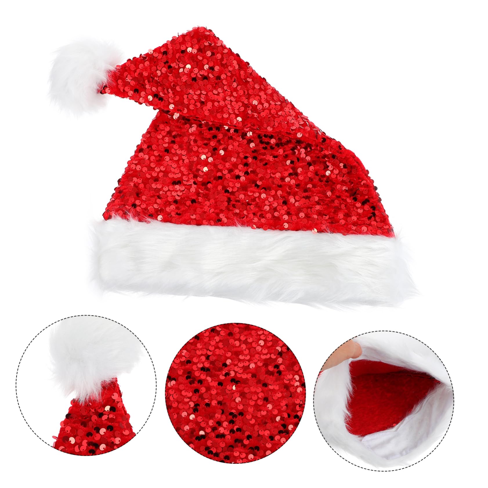 Abaodam 5stücke Merry Christmas Plüschmütze Mit Funkelnden Pailletten Rote Weihnachtsmütze Für Erwachsene Festliche Kopfbedeckung Für Partys Winterfeiern Und Besondere Anlässe