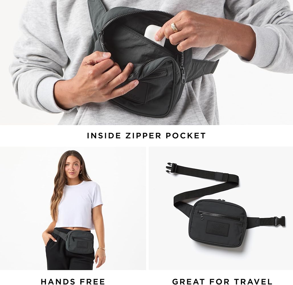 Beabes Aloha Post Waist Packs Modern Brush Hawaii Hello Hi Abstract Ink Black Word On White Drawn Fanny Bags With Headphone Hole Hiking Camping Fishin Aloha Vibes Fanny Pack, Tropical Waist Bag, Hawaiian Style Belt