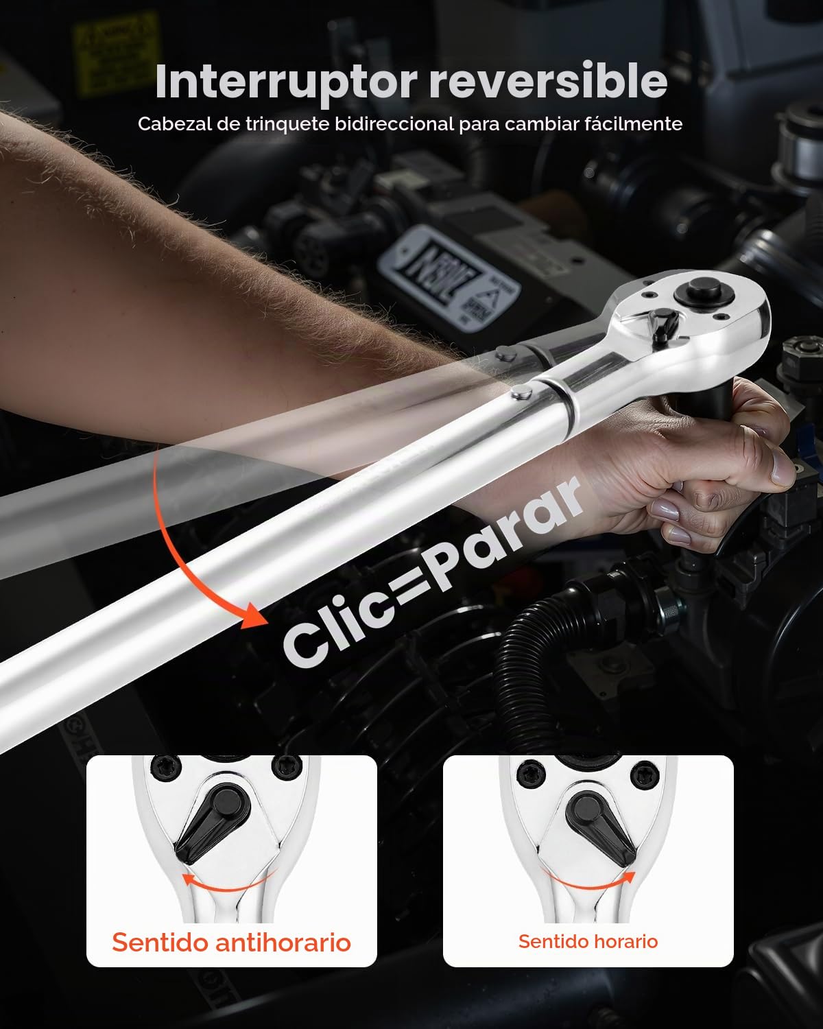VEVOR Llave Dinamométrica de Clic Accionamiento de 3/4" 136–814 Nm 48 Dientes ±3% de Alta Precisión Juego de Llaves Dinamométricas de Doble Dirección con Escalas de Doble Rango para Reparación