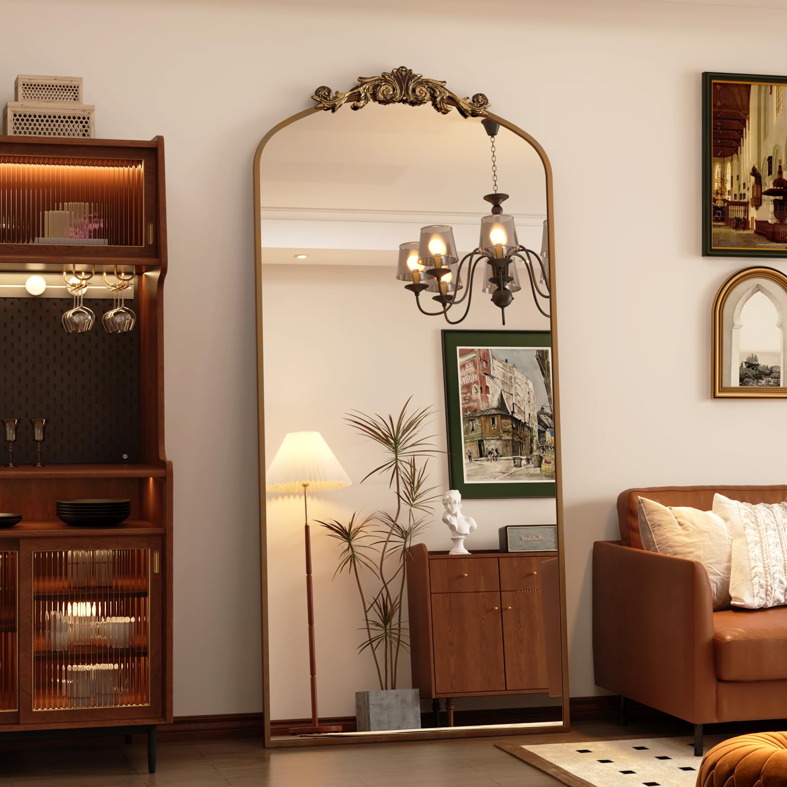 Amazon.com: SMIROR Gold Vintage Full Length Mirror 68x30, Arched