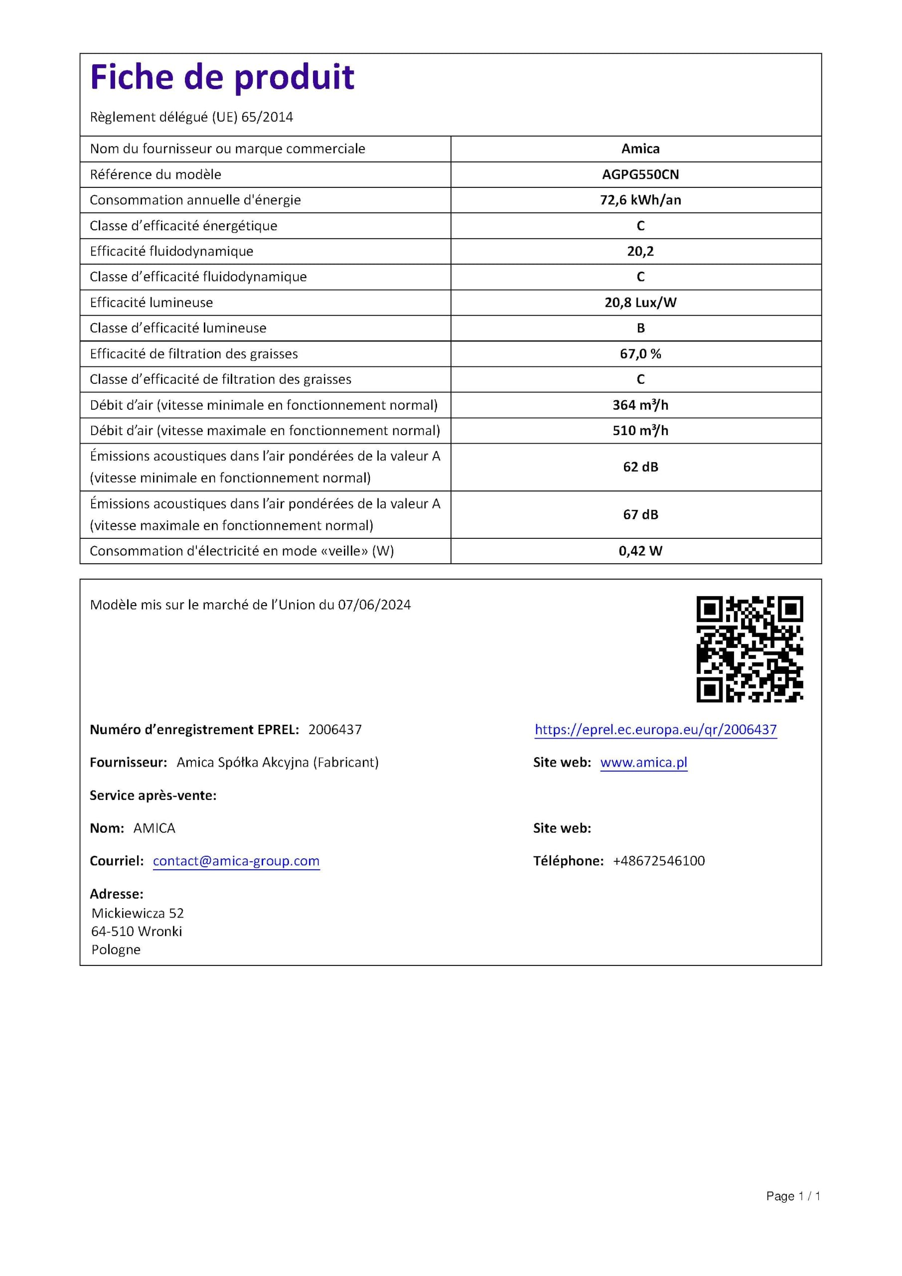 Campana empotrada AMICA AGPG550CN