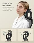 SONGMICS Office Chair, Mesh Swivel Chair, Ergonomic Lumbar and Head Support, Tilt Function, Wide Seat, Foldable Armrests, for Office Bedroom, Ink Black UOBN047B01