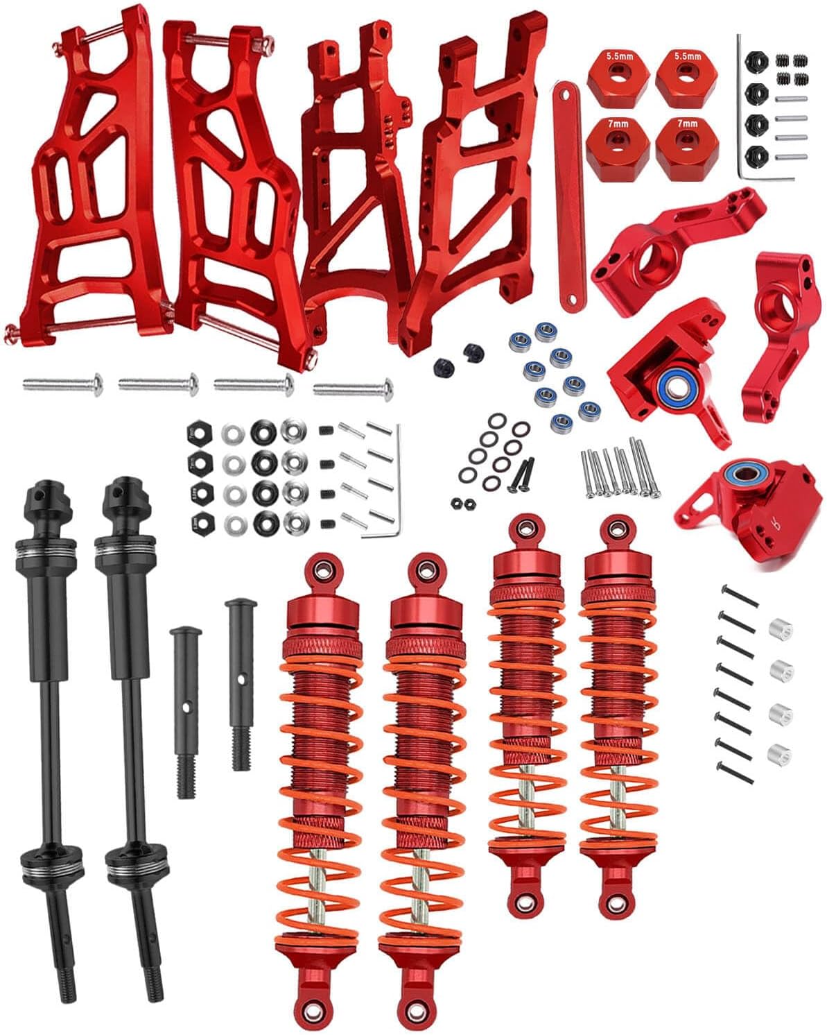 RC Upgrades Part para 110 Slash 2WD, eje de transmisión CVD, brazo de suspensión trasero delantero de aleación, bloque de rueda, bloques de