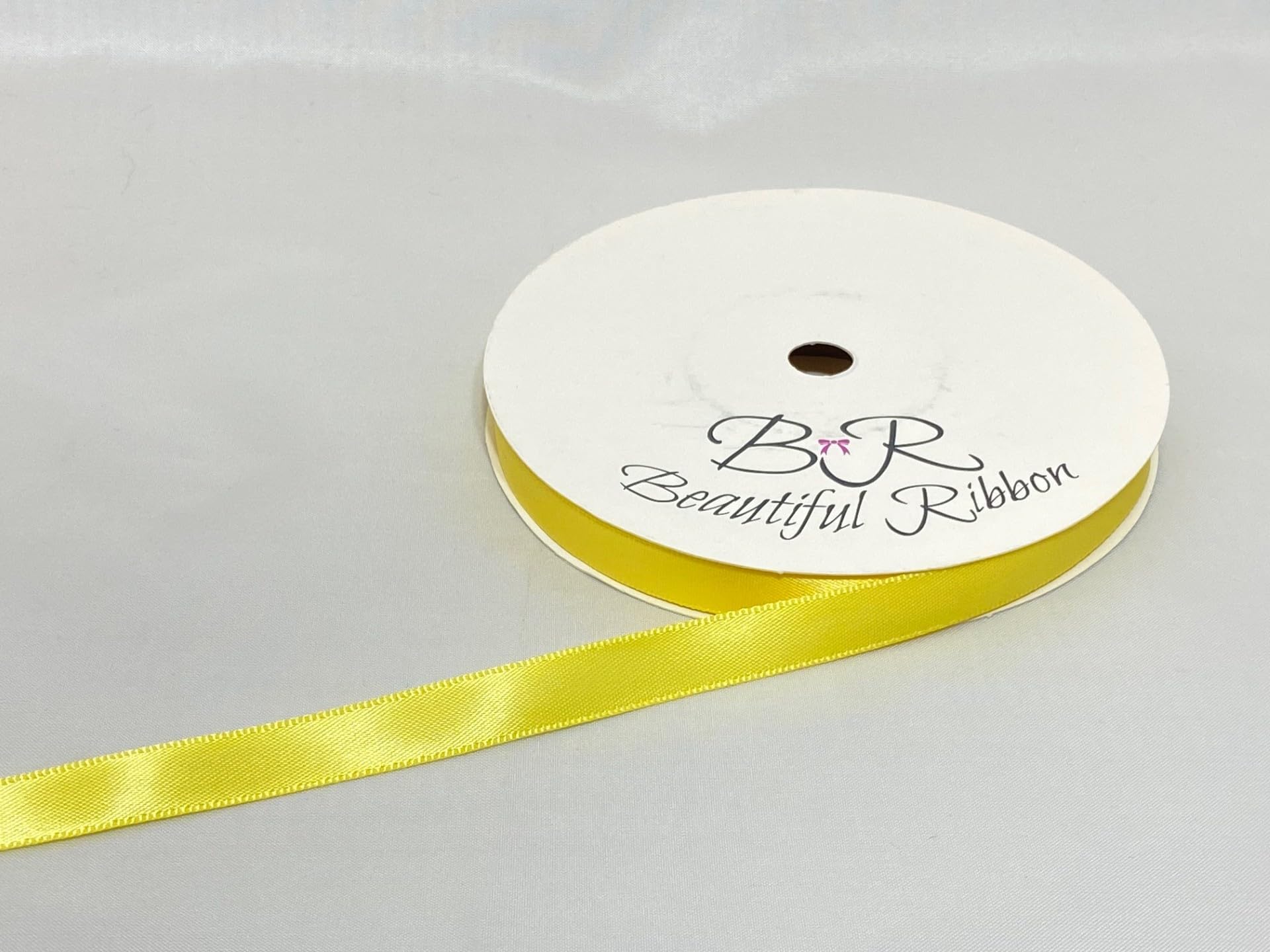 2 metres (Cut from Reel) x 10mm Satin Ribbon Canary Bright Yellow Double Sided 10 mm 3/8" 1cm