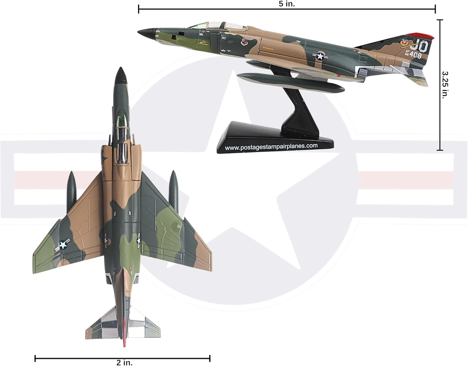 Daron F-4 Phantom II™ Southeast Asia Camo Die-Cast Model – 1:155 Scale Supersonic Fighter-Bomber Replica with Display Stand, Highly Detailed, 4.9” Length x 3.2” Wingspan, Adult Collectible Ages 14+