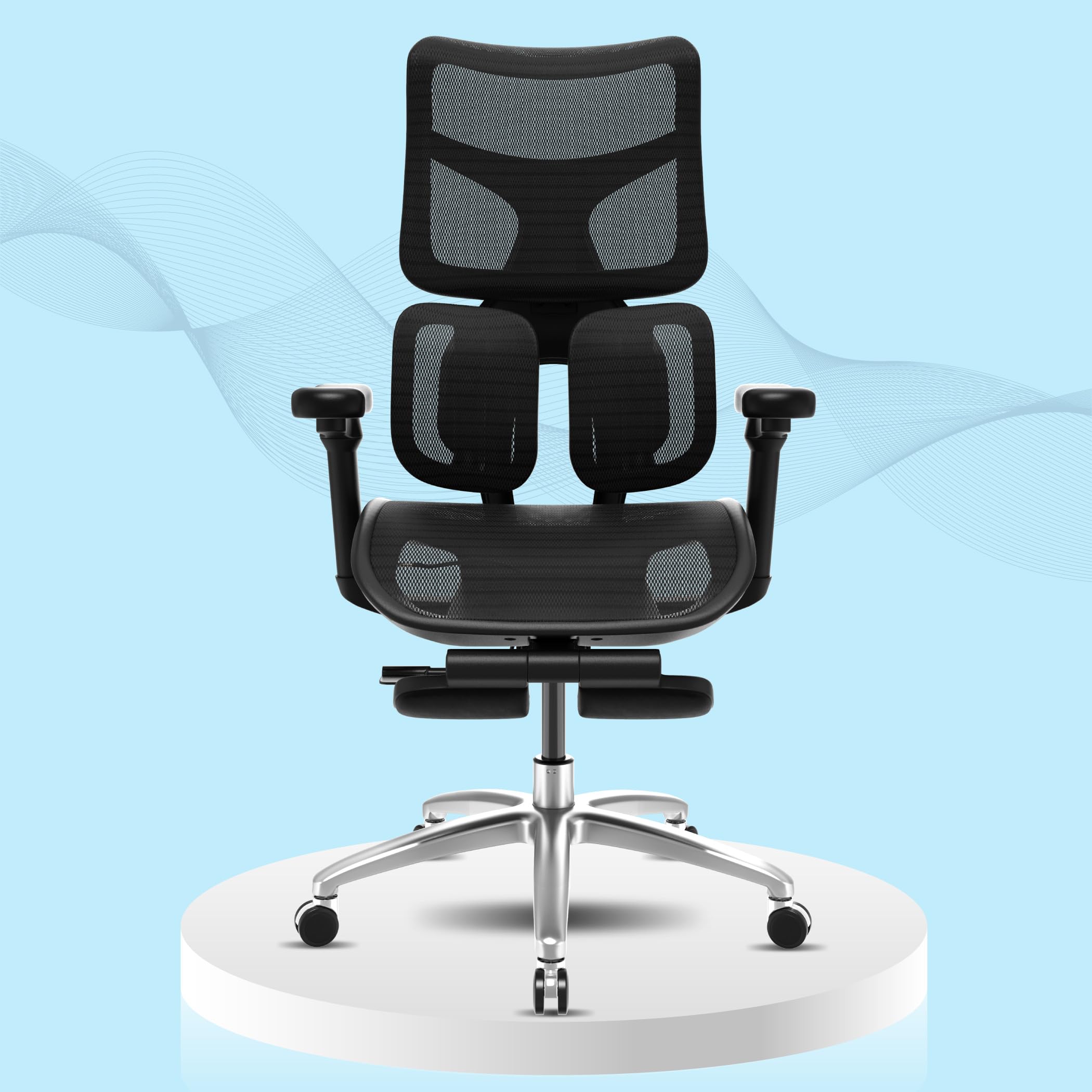 ErgoSmart by The Sleep Company - Elite Office Chair | Dual Dynamic Lumbar Suspension | Advanced Adaptive Comfort | Extendable Footrest | 4D Sync Armrests | Premium WFH Ergonomic Office Chair | Black (B0DBZVF7GS) Amazon Price History, Amazon Price Tracker