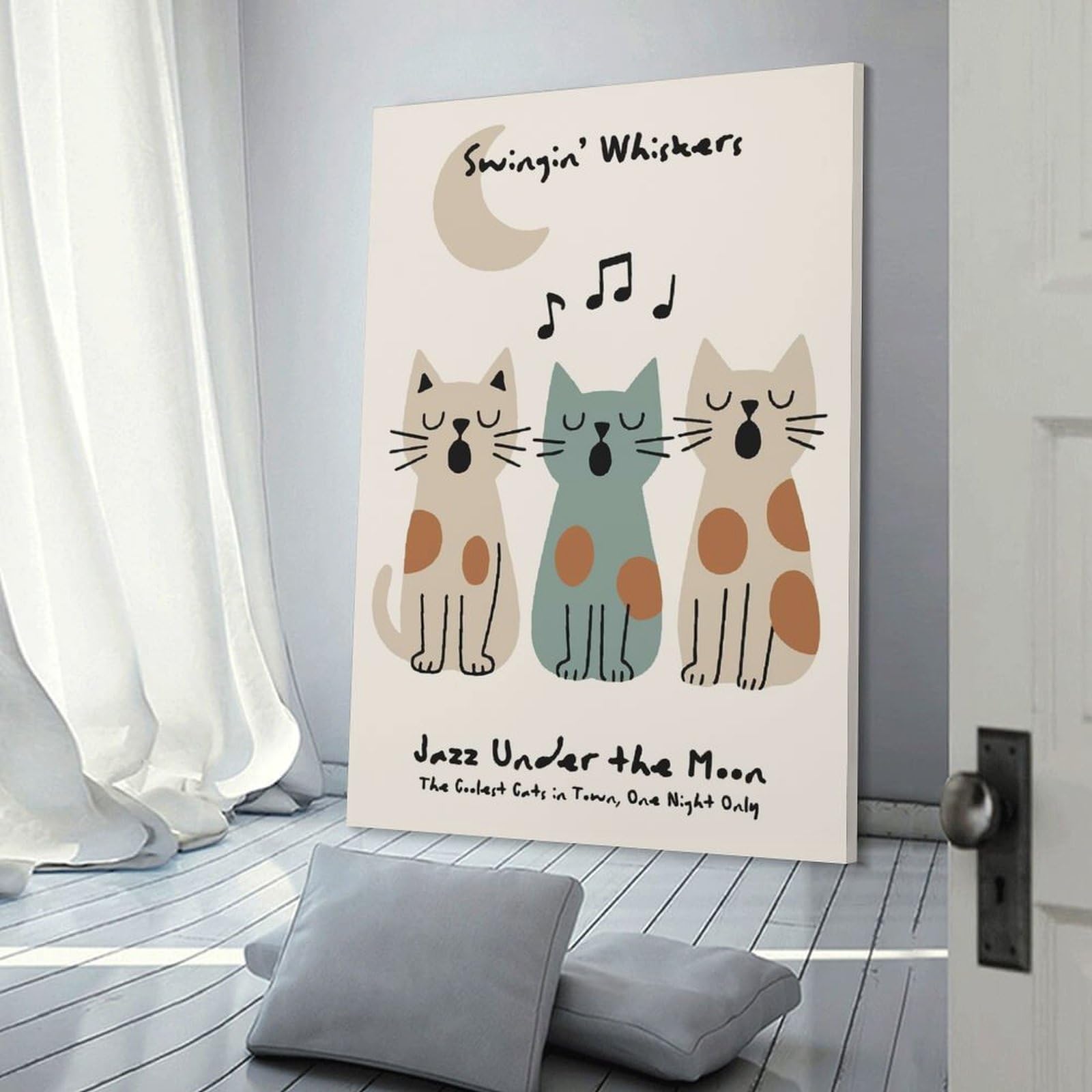 Junmoney Room Decor Wall Art SwinginWhiskers Jazz Cats, 12x18inch(30x45cm), for Gallery Wall Layouts in Home Or Office, Home Wall Art for Statement Displays