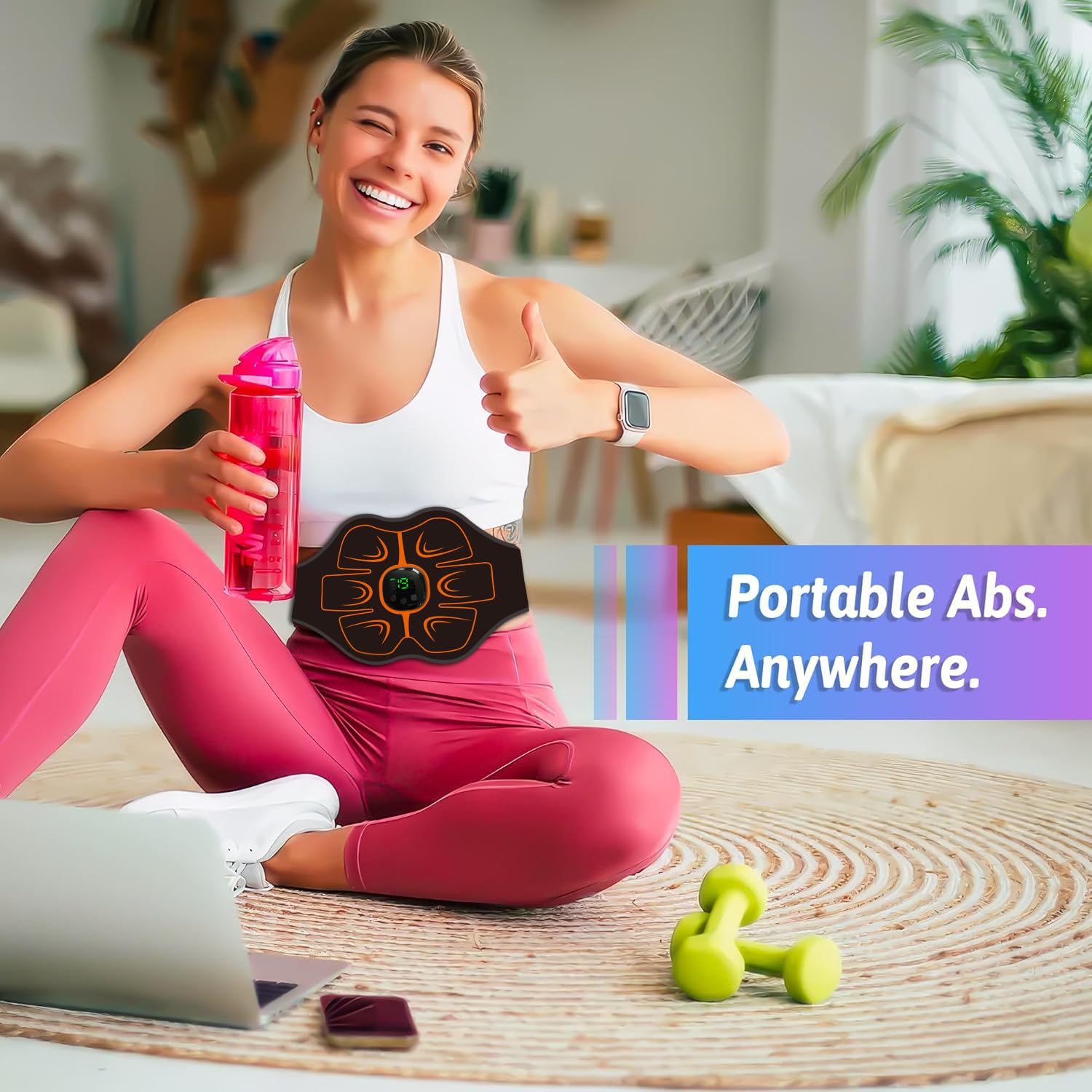 EMS Bauchmuskeltrainer,Bauchmuskeltrainer Elektrisch mit 12Modi 20 Intensitäten,EMS Trainingsgerät für Bauchmuskel Muskelaufbau,Zero Hard Homeful Übung