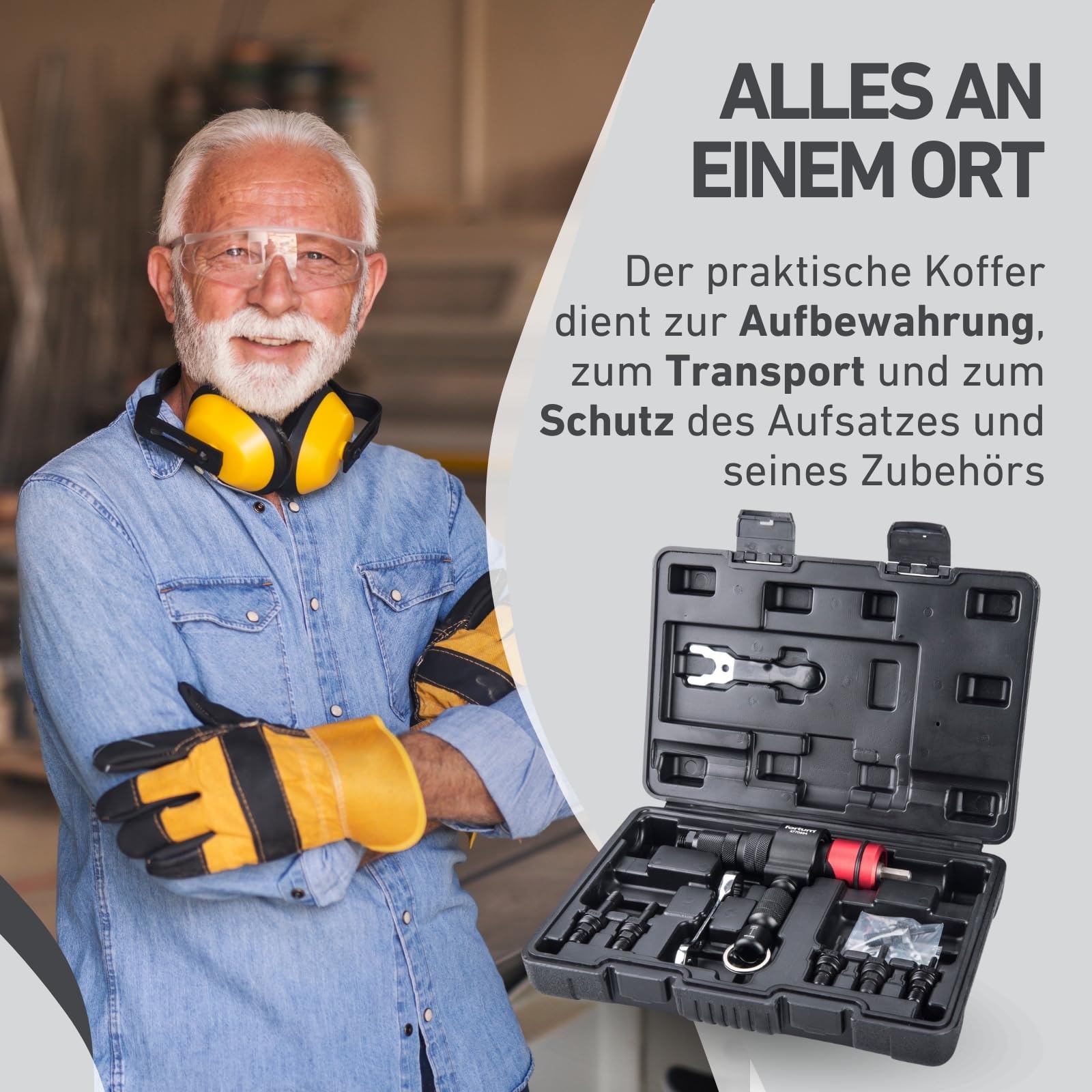 Nietmmutternaufsatz für Akkuschrauber & Bohrmaschine I Nietgerät für Nietmuttern aus Alu, Stahl & Edelstahl I Blindnietvorsatz für M3-M12 Muttern I Nietpistole Adapter