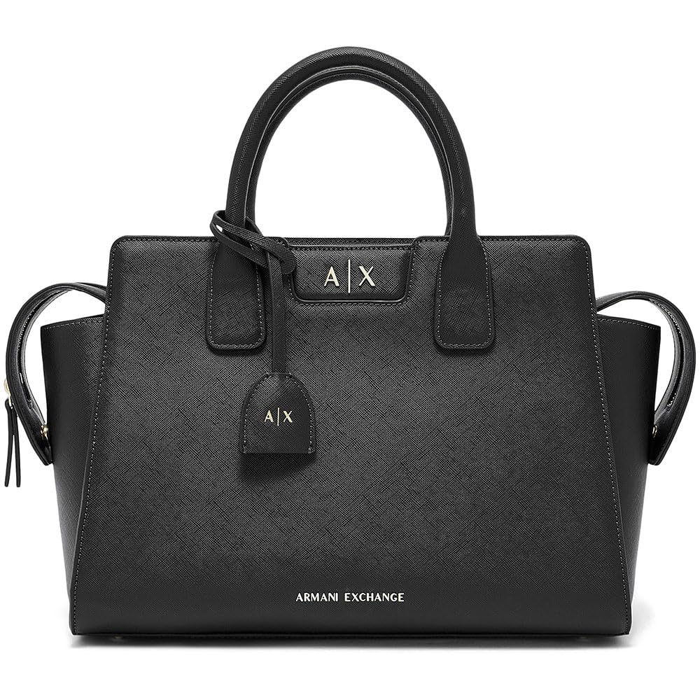 Armani Exchange Black Tote Bag In Coated Fabric