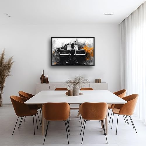 Miniatura 4 de Arte de pared de piano grande, imágenes musicales de grafiti de gran tamaño, decoración de pared en lienzo de piano en blanco y negro, obra de arte