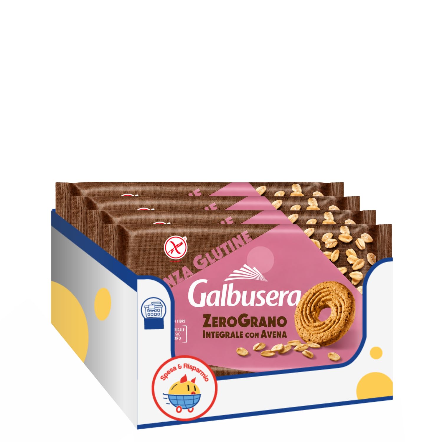 Biscotti Senza Glutine Integrali 220g ZeroGrano con Avena Snack Salutare Variazioni 4/8/12 Confezioni (12 PEZZI)