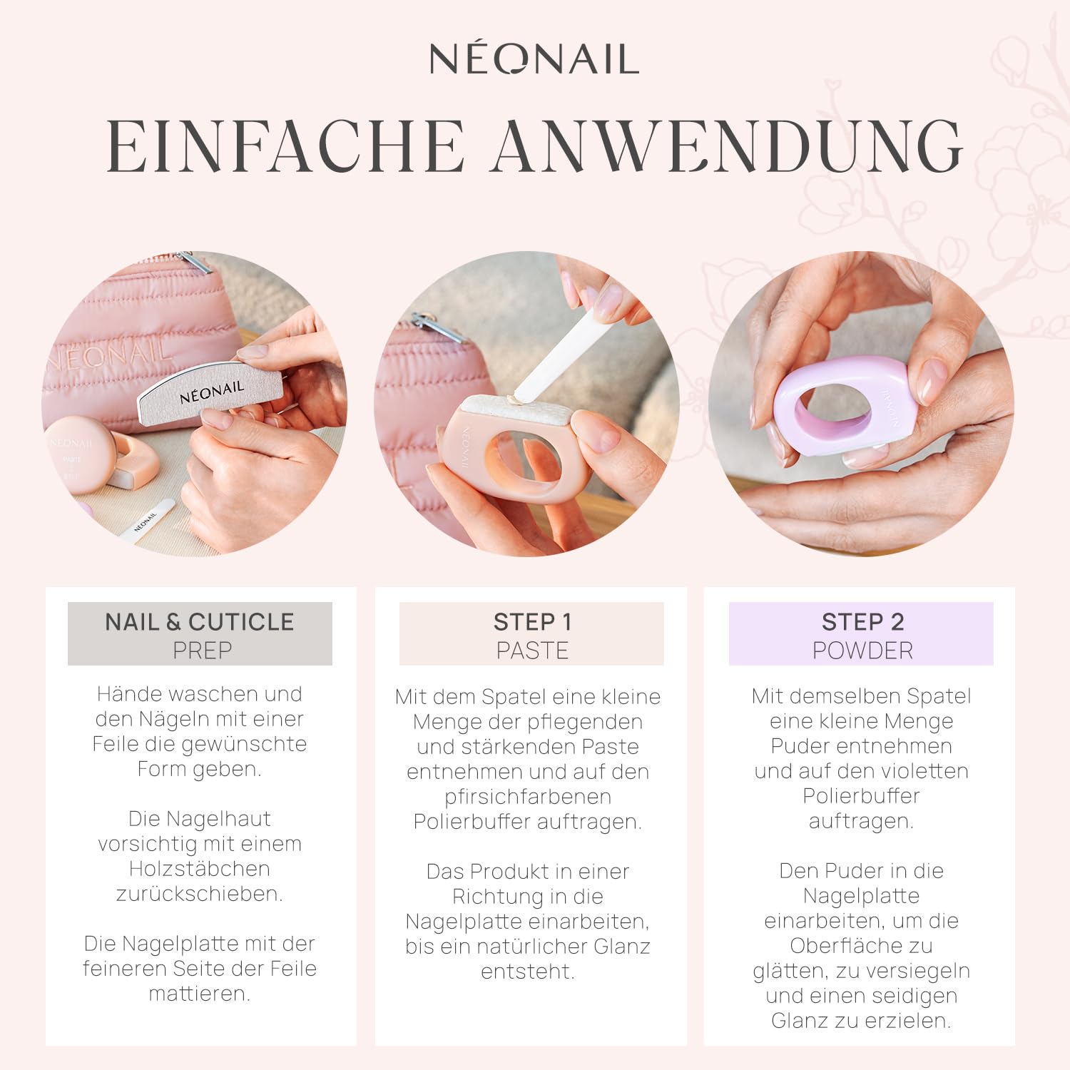 NÉONAIL Japanese Manicure Ritual – Japanisches Maniküre Set mit Kosmetiktasche, Nagelfeile & Buffer für Nägel - Nagelpflege Set für natürliche glänzende Fingernägel - Nägel selber machen Set
