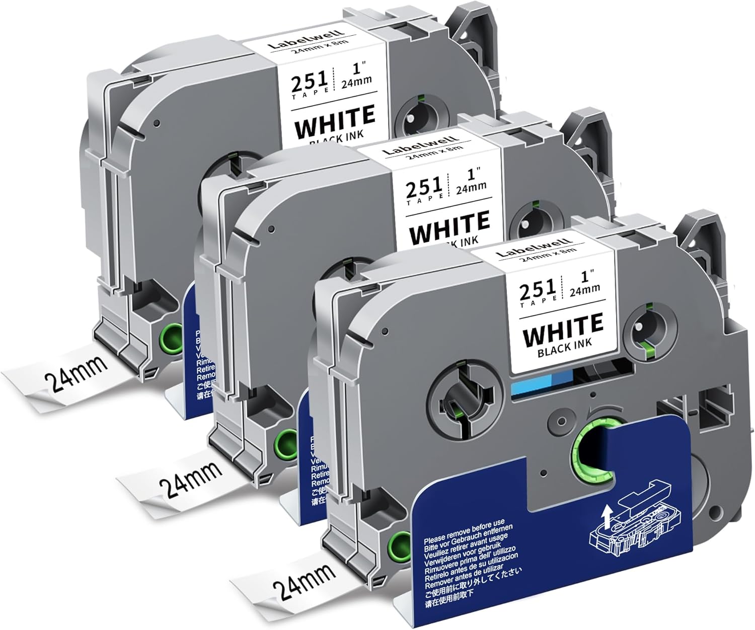 10-Pack TZ Tape 24mm 0.94" Laminated White Compatible for Brother P Touch Label Tape TZe-251 TZ-251 TZe251 TZ251 1 Inch Refills for Ptouch PT-D600 PT-D610BT D410 D400 Label Maker