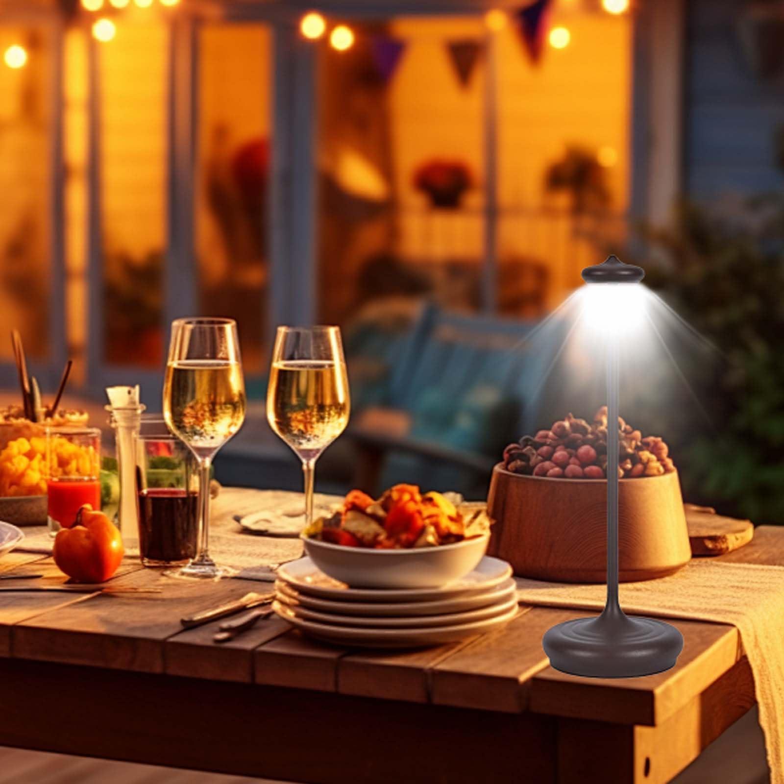 Dimmbare LED Akku Tischlampe, LED Tischleuchte Kabellos Touch mit 3 Farbtemperatur Pilz Lampe Leselampe aus Aluminium Schreibtischlampe mit USB-C für Restaurant, Schlafzimmer, Bar,Schwarz