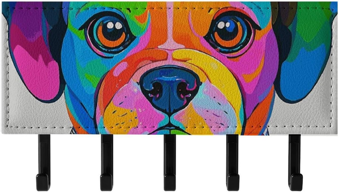 Colorful Dogs Key Holder Wall Mounted, Adhesive Key Rack