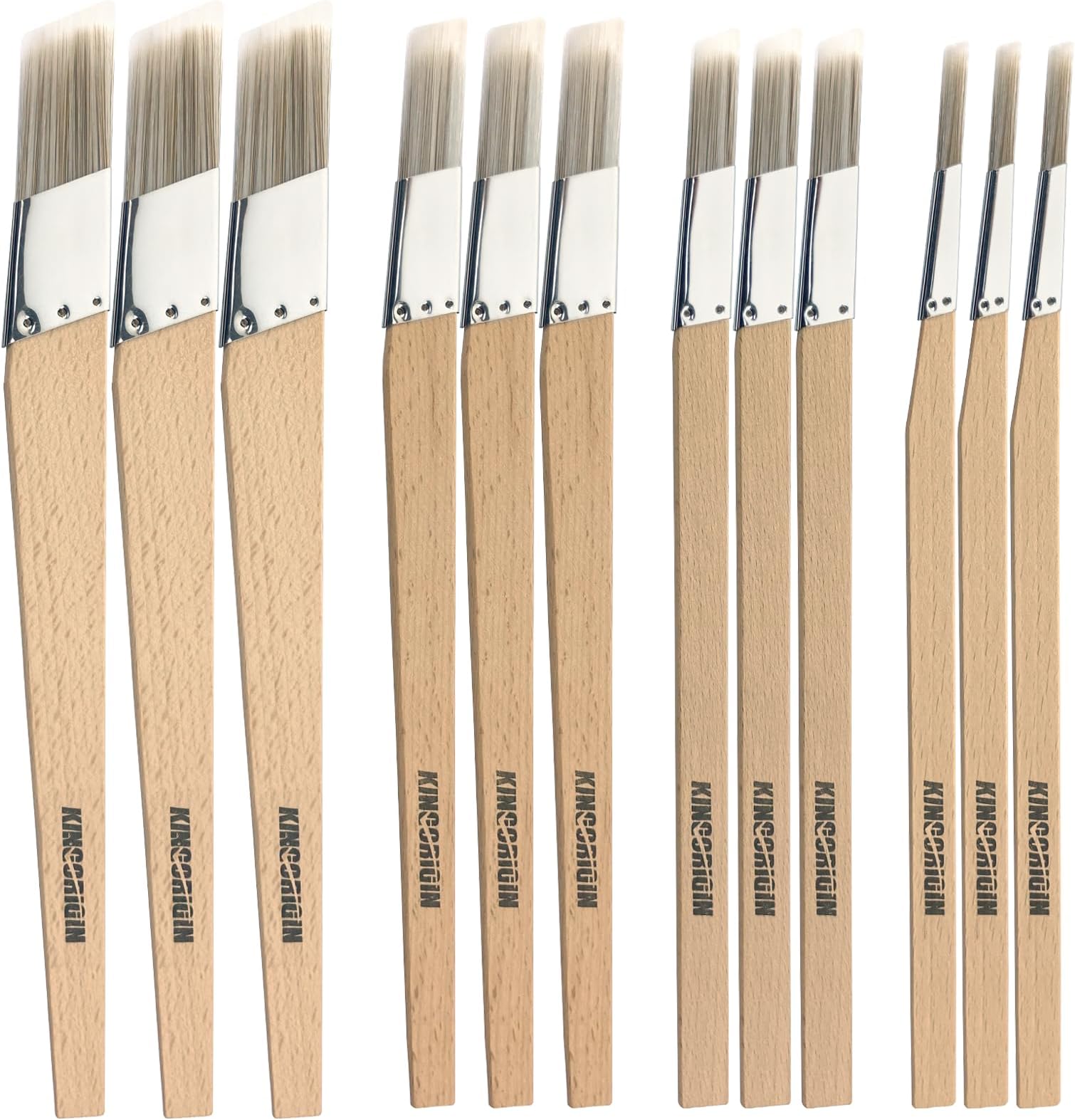 Trim Paint Brushes Set of 12-0.25", 0.5", 0.7", 1" Slant Lining Fitch Paint Brushes for Detail, Small Cutting in Brushes for Trim, Edges and Crafts