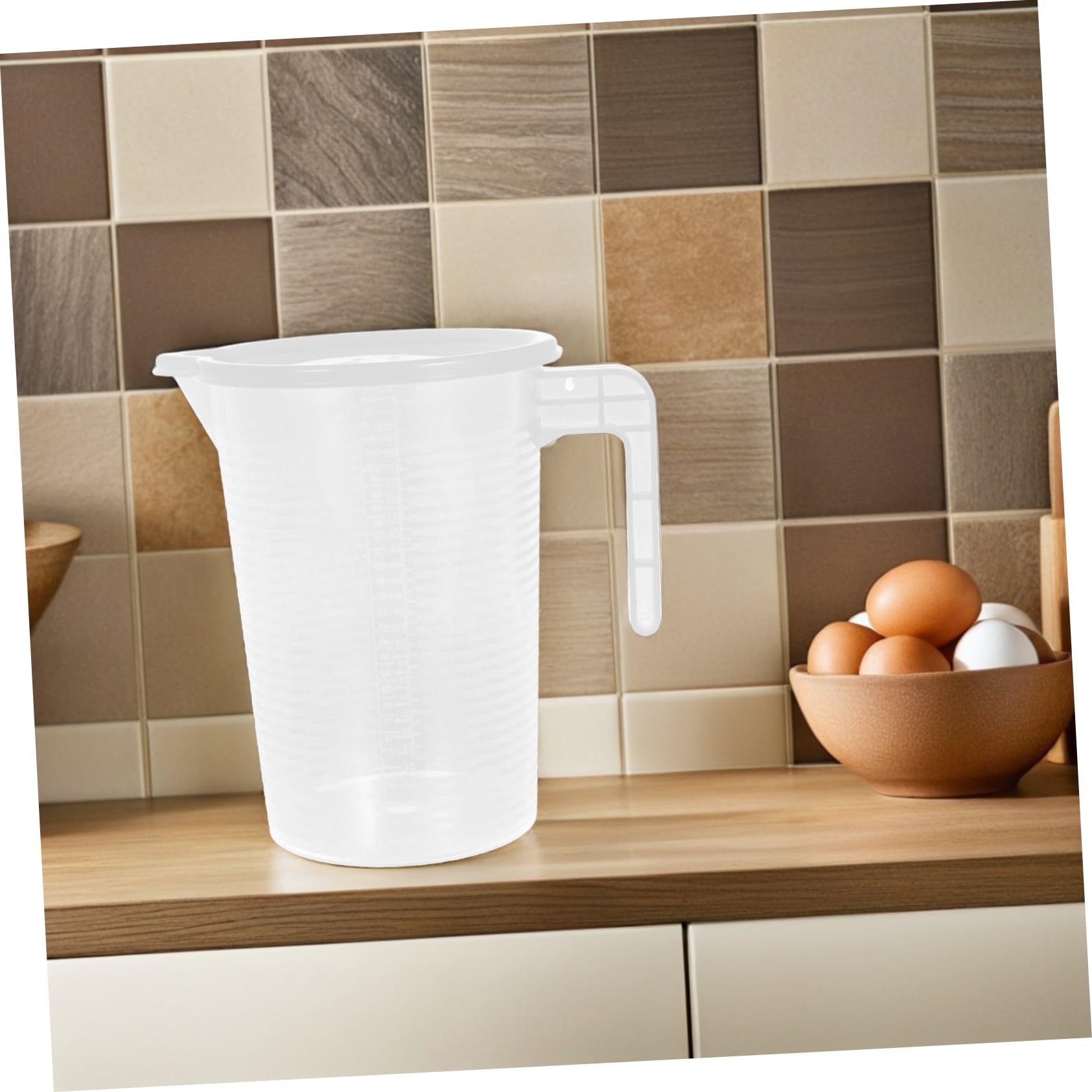 Amosfun 2pezzi Caraffa Graduata Plastica Trasparente con Coperchio Misurino per Liquidi con Scala Precisa per Cucina e Preparazione di Bevande