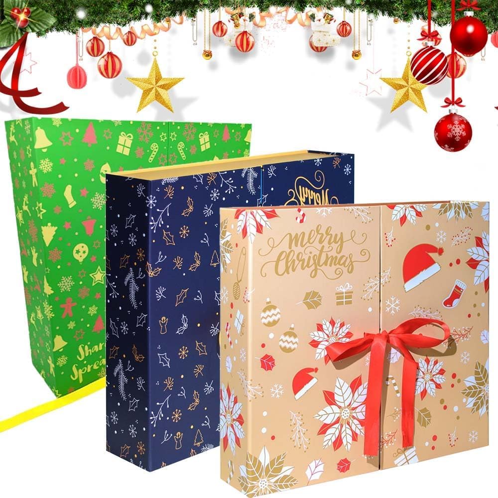 Calendari dell'Avvento Vuoti da Riempire, Calendari dell'Avvento Fai da Te, Scatole dell'Avvento Vuote Calendario del Conto alla Rovescia di Natale 24 Giorni Scatole Regalo 3Mix