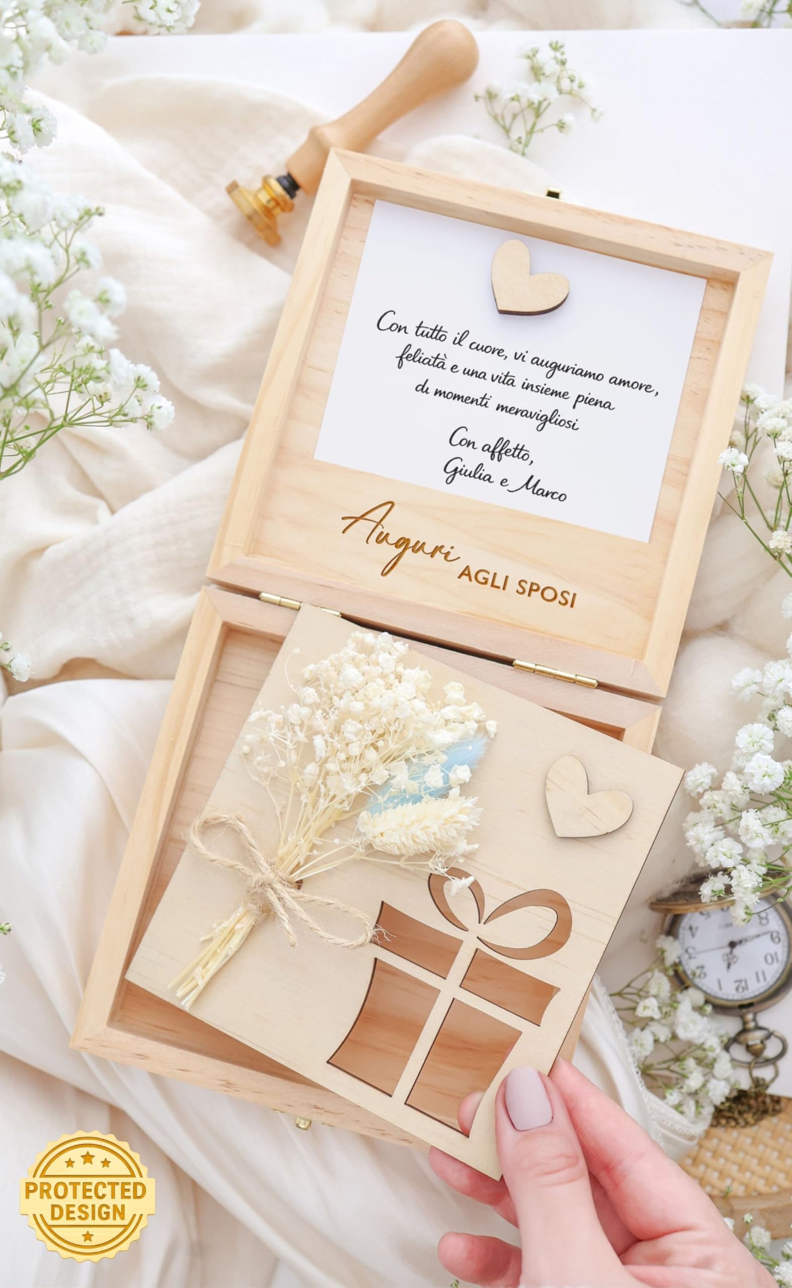 Joli Coon Regalo matrimonio personalizzato per sposi - Porta soldi matrimonio originale - Idea regalo per coppia -14 x 14 x 3,5 cm